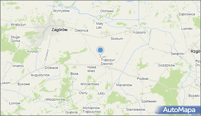 mapa Trąbczyn Dworski, Trąbczyn Dworski na mapie Targeo